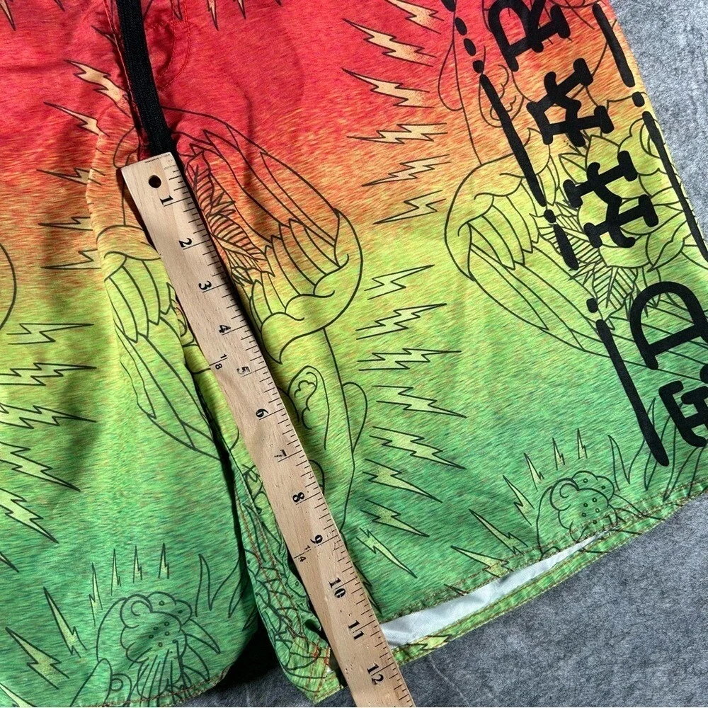 Ed Hardy Swim Trunks Mens Large Multifolor Y2K Dragon AOP Grunge Tattoo Skater